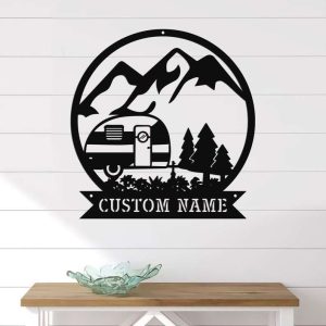 Personalized Camping Car Mountain Scene Custom Metal Sign 3