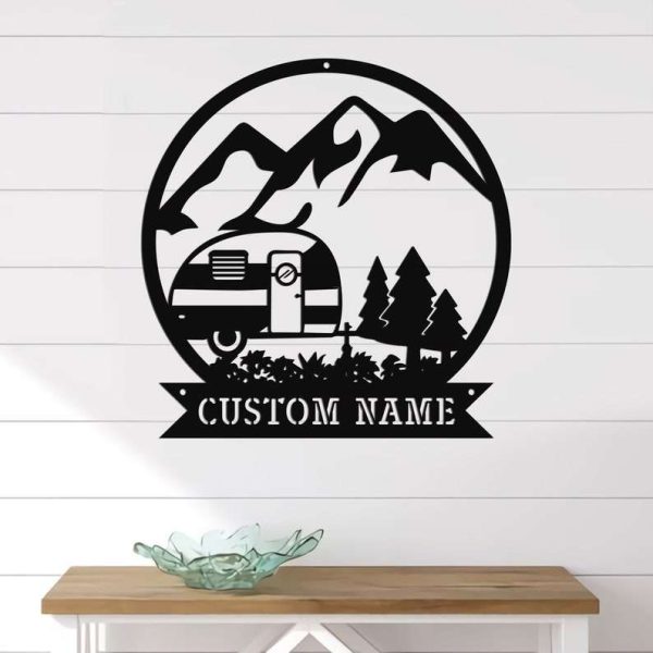 Personalized Camping Car Mountain Scene Custom Metal Sign