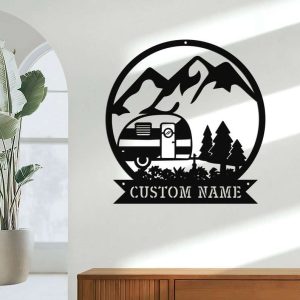 Personalized Camping Car Mountain Scene Custom Metal Sign 4