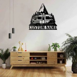 Personalized Camping Caravan Vintage Trailer Mountain Custom Metal Sign 1