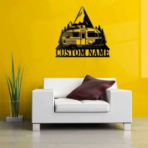 Personalized Camping Caravan Vintage Trailer Mountain Custom Metal Sign 2