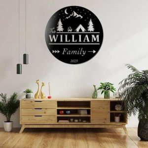 Personalized Camping Family Name Metal Wall Art Custom Metal Sign