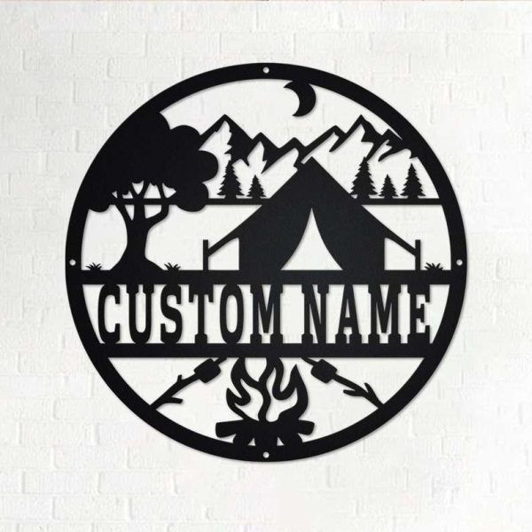 Personalized Camping Firepit and Marshmallow Custom Metal Sign