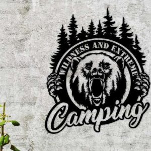 Personalized Camping Sign Bear Sign Bear Cabin Custom Metal Sign Wildness And Extreme Sign Camper Gifts Camping Lover Sign