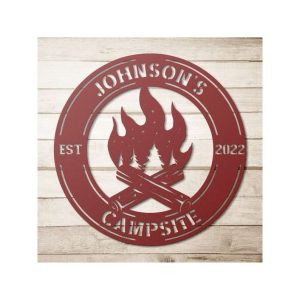 Personalized Campsite Campfire RV Decor Custom Metal Sign 1