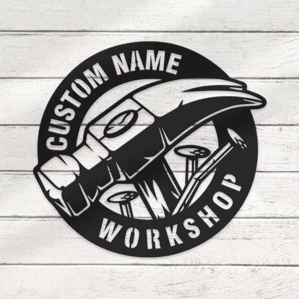 Personalized Carpenter Sign Workshop Sign Hammer Handyman Gift Man Cave Decor Garage Custom Metal Signs Dad Gifts