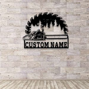 Personalized Chainsaw Wood Sign Woodworker Name Sign Wood Saw Blade Custom Metal Signs Home Decor 1