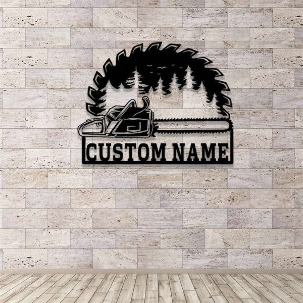 Personalized Chainsaw Wood Sign Woodworker Name Sign Wood Saw Blade Custom Metal Signs Home Decor