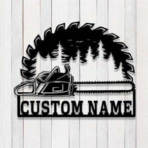 Personalized Chainsaw Wood Sign Woodworker Name Sign Wood Saw Blade Custom Metal Signs Home Decor 2