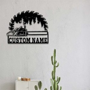 Personalized Chainsaw Wood Sign Woodworker Name Sign Wood Saw Blade Custom Metal Signs Home Decor 3