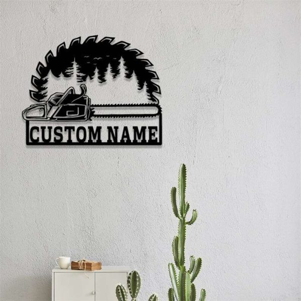 Personalized Chainsaw Wood Sign Woodworker Name Sign Wood Saw Blade Custom Metal Signs Home Decor