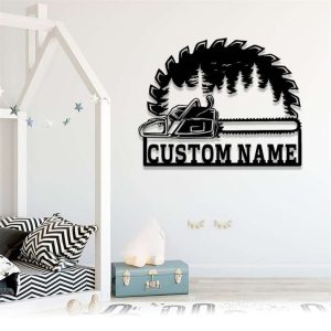 Personalized Chainsaw Wood Sign Woodworker Name Sign Wood Saw Blade Custom Metal Signs Home Decor 4