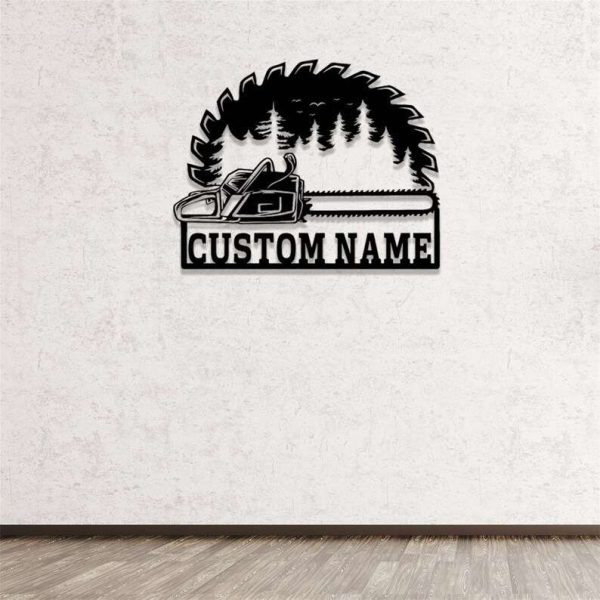 Personalized Chainsaw Wood Sign Woodworker Name Sign Wood Saw Blade Custom Metal Signs Home Decor