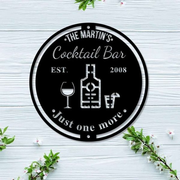 Personalized Cocktail Bar Sign Welcome Metal Sign Home Outdoor Tiki Bar Decor