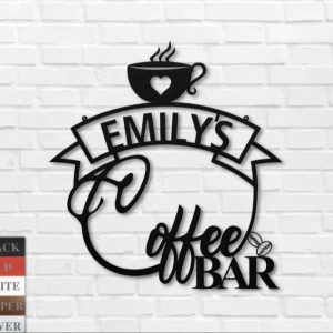 Personalized Coffee Bar Metal Sign Coffee Decoration for Kitchen Mothers Day Gift Coffee Script Word Wall Decor Christmas Birthday Gift for Coffee Lover 1