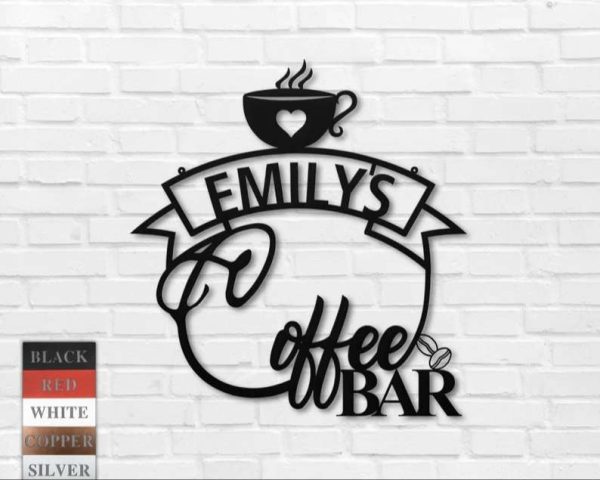 Personalized Coffee Bar Metal Sign Coffee Decoration for Kitchen Mother’s Day Gift Coffee Script Word Wall Decor Christmas Birthday Gift for Coffee Lover