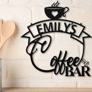 Personalized Coffee Bar Metal Sign Coffee Decoration for Kitchen Mothers Day Gift Coffee Script Word Wall Decor Christmas Birthday Gift for Coffee Lover 2