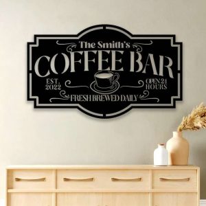 Personalized Coffee Bar Sign Coffee Lover Sign Metal Coffee Sign Coffee Decoration For Home Kitchen 2