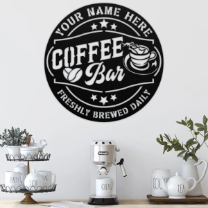 Personalized Coffee Bar Sign Custom Metal Name Signs Home Bar Decoration 1