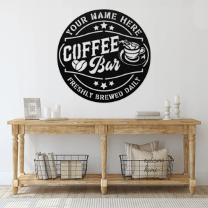 Personalized Coffee Bar Sign Custom Metal Name Signs Home Bar Decoration 2