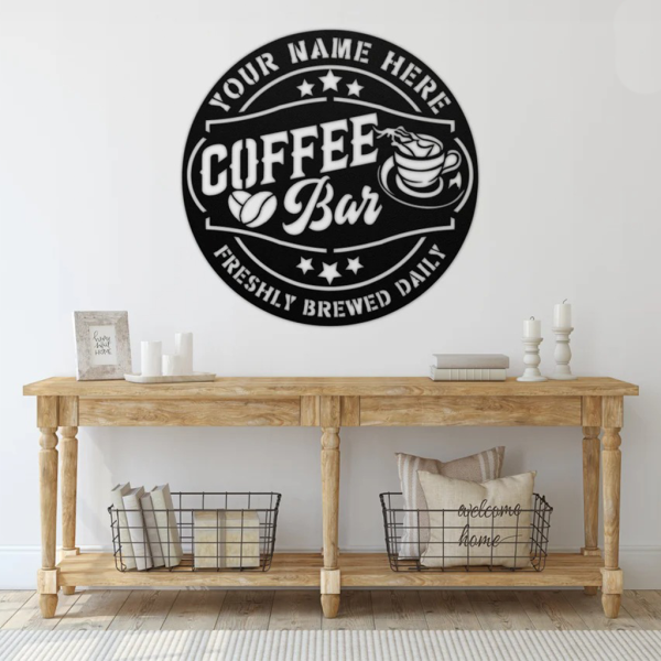 Personalized Coffee Bar Sign Custom Metal Name Signs Home Bar Decoration