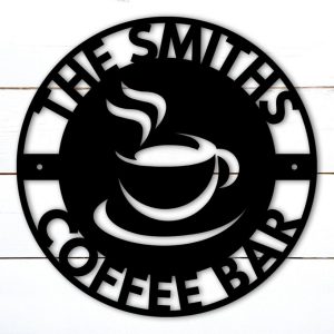 Personalized Coffee Bar Sign Custom Shop Name Signs Home Bar Decoration