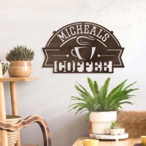 Personalized Coffee Sign Home Bar Coffee Shop Decor Coffee Decoration for Kitchen Gift for Coffee Lover Metal Wall Art 1