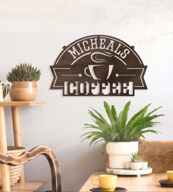 Personalized Coffee Sign Home Bar Coffee Shop Decor Coffee Decoration for Kitchen Gift for Coffee Lover Metal Wall Art