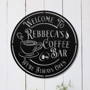 Personalized Coffee Station Sign Coffee Bar Sign Coffee Lover Sign Home Bar Kitchen Decor 1