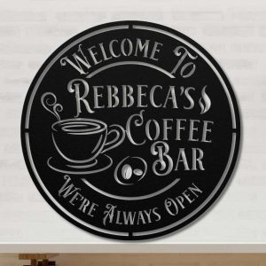 Personalized Coffee Station Sign Coffee Bar Sign Coffee Lover Sign Home Bar Kitchen Decor 2