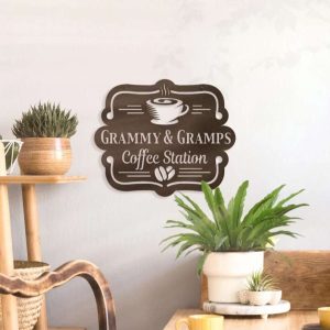 Personalized Coffee Station Sign Coffee Bean Metal Wall Art Gift for Coffee Lover Christmas Birthday Housewarming Gift 2