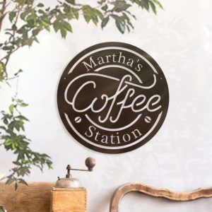 Personalized Coffee Station Sign Coffee Lover Gift Home Business Decor Coffee Decoration for Kitchen Gift for Mom Dad Grandparents 2