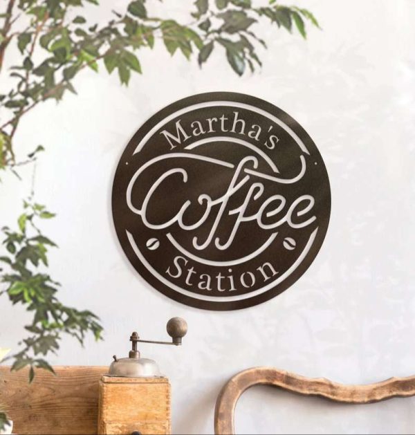 Personalized Coffee Station Sign Coffee Lover Gift Home Business Decor Coffee Decoration for Kitchen Gift for Mom, Dad, Grandparents