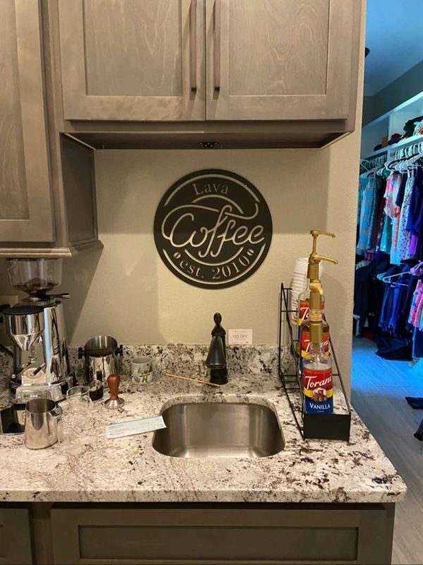 Personalized Coffee Station Sign Coffee Lover Gift Home Business Decor Coffee Decoration for Kitchen Gift for Mom, Dad, Grandparents