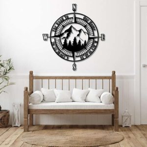 Personalized Compass Coordinates Sign The Road To Our Home Sign Nautical Compass Custom Metal Sign Mountain Sign 3