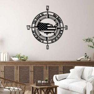 Personalized Compass Sign Coordinates Sign American Map Custom Metal Sign Outdoor Decor 8