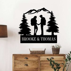 Personalized Couple Mountain Hiking Custom Metal Sign 1