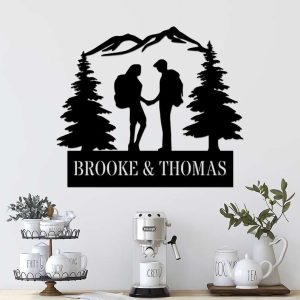 Personalized Couple Mountain Hiking Custom Metal Sign 3 1