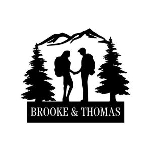 Personalized Couple Mountain Hiking Custom Metal Sign 4