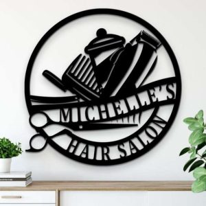 Personalized Creative Salon Business Signage Barber Hair Stylist Custom Metal Sign 1