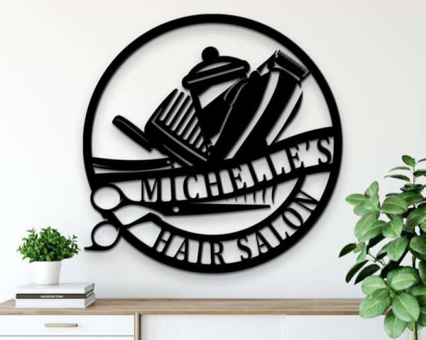 Personalized Creative Salon Business Signage Barber Hair Stylist Custom Metal Sign