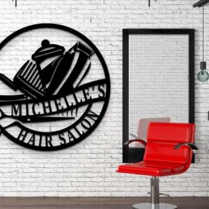 Personalized Creative Salon Business Signage Barber Hair Stylist Custom Metal Sign 3