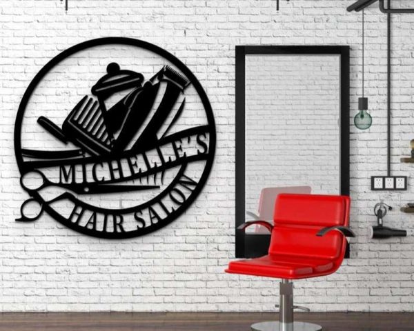 Personalized Creative Salon Business Signage Barber Hair Stylist Custom Metal Sign