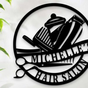 Personalized Creative Salon Business Signage Barber Hair Stylist Custom Metal Sign