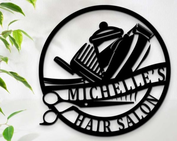 Personalized Creative Salon Business Signage Barber Hair Stylist Custom Metal Sign