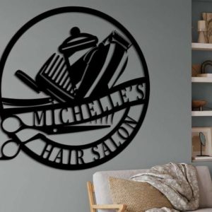 Personalized Creative Salon Business Signage Barber Hair Stylist Custom Metal Sign 6