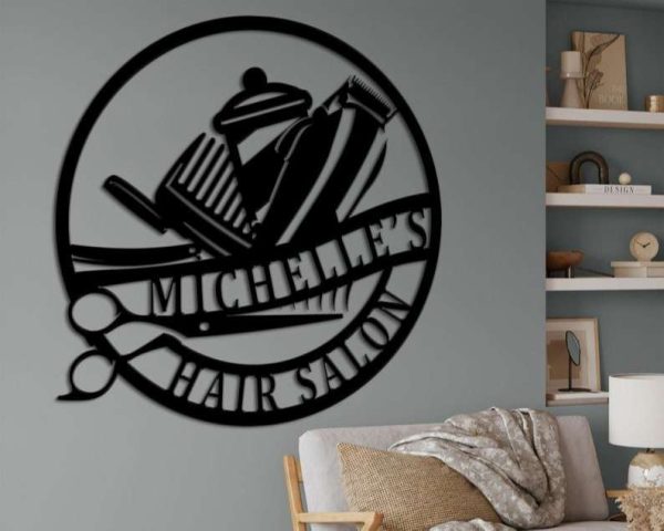 Personalized Creative Salon Business Signage Barber Hair Stylist Custom Metal Sign