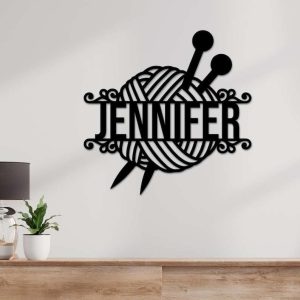 Personalized Crochet Knitting Sign Crochet Sign Yarn Gifts Mom Gifts Custom Metal Sign