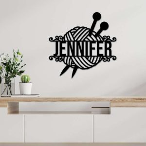 Personalized Crochet Knitting Sign Crochet Sign Yarn Gifts Mom Gifts Custom Metal Sign 2