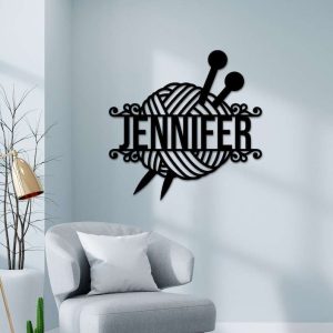 Personalized Crochet Knitting Sign Crochet Sign Yarn Gifts Mom Gifts Custom Metal Sign 3